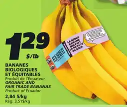 IGA ORGANIC AND FAIR TRADE BANANAS offer