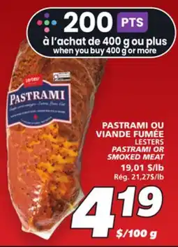 IGA LESTERS PASTRAMI OR SMOKED MEAT offer