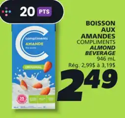 IGA COMPLIMENTS ALMOND BEVERAGE offer