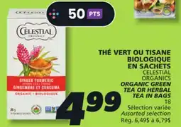 IGA CELESTIAL ORGANICS ORGANIC GREEN TEA OR HERBAL TEA IN BAGS offer