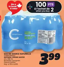 IGA COMPLIMENTS NATURAL SPRING WATER offer