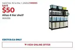 Costco Atlas 4 tier shelf offer
