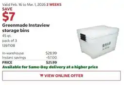 Costco Greenmade Instaview storage bins offer