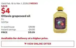 Costco Ottavio grapeseed oil offer