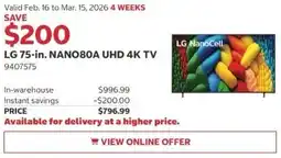 Costco LG nano80a uhd 4K tv offer