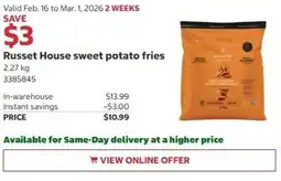 Costco Russet House sweet potato fries offer