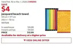 Costco Jacquard beach towel offer