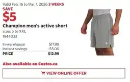 Costco Champion men's active short offer