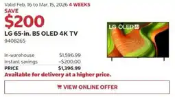 Costco LG B5 OLED 4K TV 9408265 offer