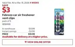 Costco Febreze car air freshener vent clips offer