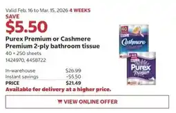 Costco Purex Premium or Cashmere Premium 2-ply bathroom tissue offer