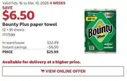 Costco Bounty Plus paper towel offer