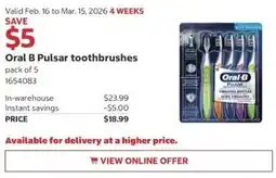 Costco Oral B Pulsar toothbrushes offer