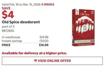 Costco Old Spice deodorant offer
