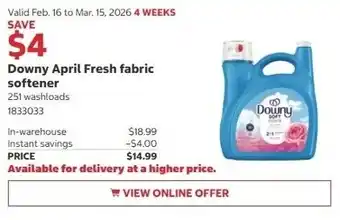 Costco Downy April Fresh fabric softener offer