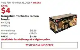Costco Nongshim Tonkotsu ramen bowls offer
