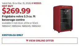 Costco Frigidaire retro 3.3 cu. ft beverage centre offer