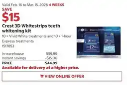 Costco Crest 3D Whitestrips teeth whitening kit offer