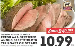 IGA Fresh aaa certified angus beef sirloin tip roast or steaks offer