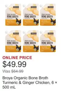 Costco Broya Organic Bone Broth Turmeric & Ginger Chicken, 6 × offer