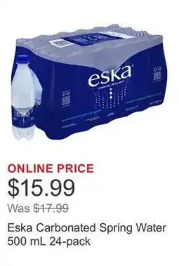 Costco Eska Carbonated Spring Water 500 mL 24-pack offer