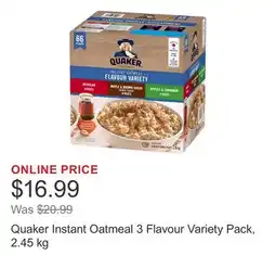 Costco Quaker Instant Oatmeal 3 Flavour Variety Pack offer
