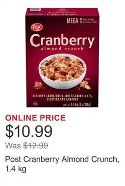 Costco Post Cranberry Almond Crunch offer