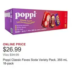 Costco Poppi Classic Faves Soda Variety Pack, 355 mL 18-pack offer