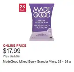 Costco MadeGood Mixed Berry Granola Minis, 28 × offer