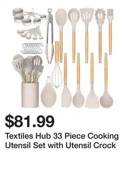 Wayfair Textiles Hub 33 Piece Cooking Utensil Set with Utensil Crock offer