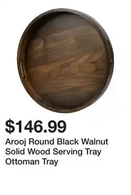 Wayfair Arooj Round Black Walnut Solid Wood Serving Tray Ottoman Tray offer