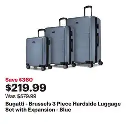 Best Buy Bugatti - Brussels 3 Piece Hardside Luggage Set with Expansion - Blue offer