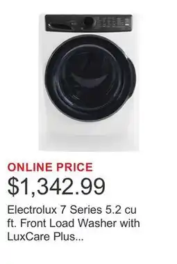 Costco Electrolux 7 Series 5.2 cu ft. Front Load Washer with LuxCare Plus Wash offer