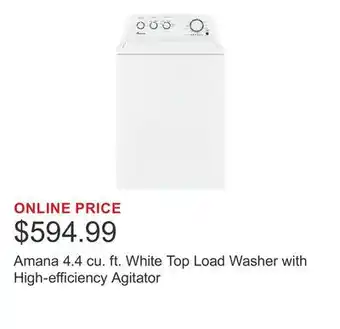 Costco Amana 4.4 cu. ft. White Top Load Washer with High-efficiency Agitator offer