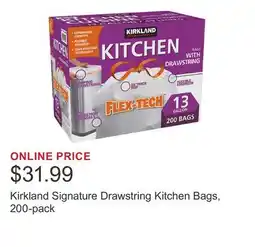 Costco Kirkland Signature Drawstring Kitchen Bags, 200-pack offer