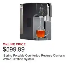 Costco iSpring Portable Countertop Reverse Osmosis Water Filtration System offer