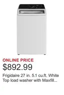 Costco Frigidaire 27 in. 5.1 cu.ft. White Top load washer with Maxfill Technology offer