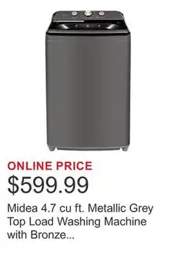 Costco Midea 4.7 cu ft. Metallic Grey Top Load Washing Machine with Bronze Trim offer