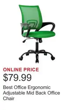 Costco Best Office Ergonomic Adjustable Mid Back Office Chair offer