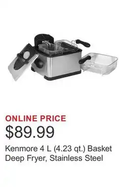 Costco Kenmore 4 L (4.23 qt.) Basket Deep Fryer, Stainless Steel offer