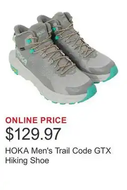 Costco HOKA Men's Trail Code GTX Hiking Shoe offer