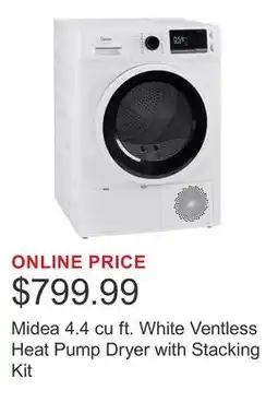 Costco Midea 4.4 cu ft. White Ventless Heat Pump Dryer with Stacking Kit offer