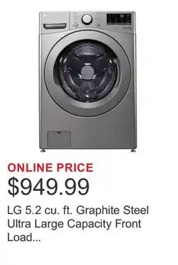 Costco LG 5.2 cu. ft. Graphite Steel Ultra Large Capacity Front Load Washer with 6Motion Technology offer