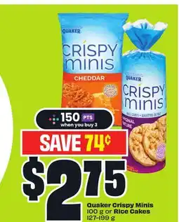 FreshCo Quaker Crispy Minis 100 g Or Rice Cakes offer