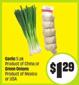 FreshCo Garlic 5 pk, Product of China or Green Onions, Product of Mexico or USA offer