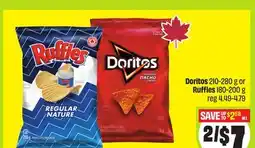 FreshCo Doritos 210-280 g or Ruffles 180-200 g offer