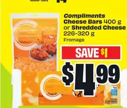 FreshCo Compliments Cheese Bars 400 g or Shredded Cheese offer