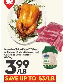 Longo's Prime Raised Without Antibiotics Whole Chicken or Fresh Ontario Side Ribs offer