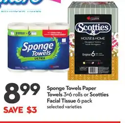Longo's Paper Towels 3 = 6 rolls or Facial Tissue offer