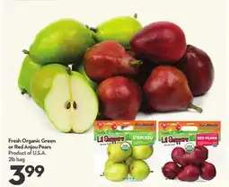 Longo's Fresh Organic Green or Red Anjou Pears offer